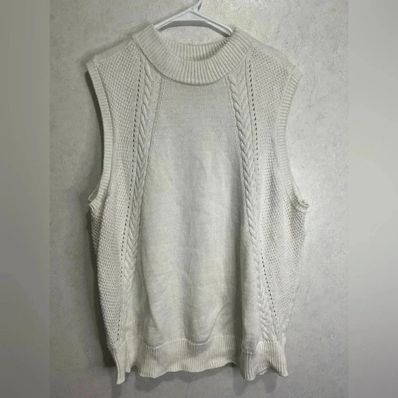 3/$28 MODCLOTH Cable Knit Sweater Vest Mock Neck Size 4XL - Picture 2 of 7